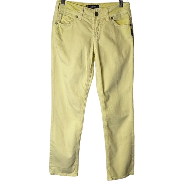 Silver Jeans Suki‎ Capri Womens Pale Yellow Denim Pants Pockets 26 L4016SCLW13 - Picture 1 of 9